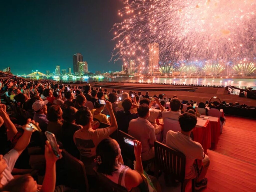 Official grandstand with panoramic fireworks views
